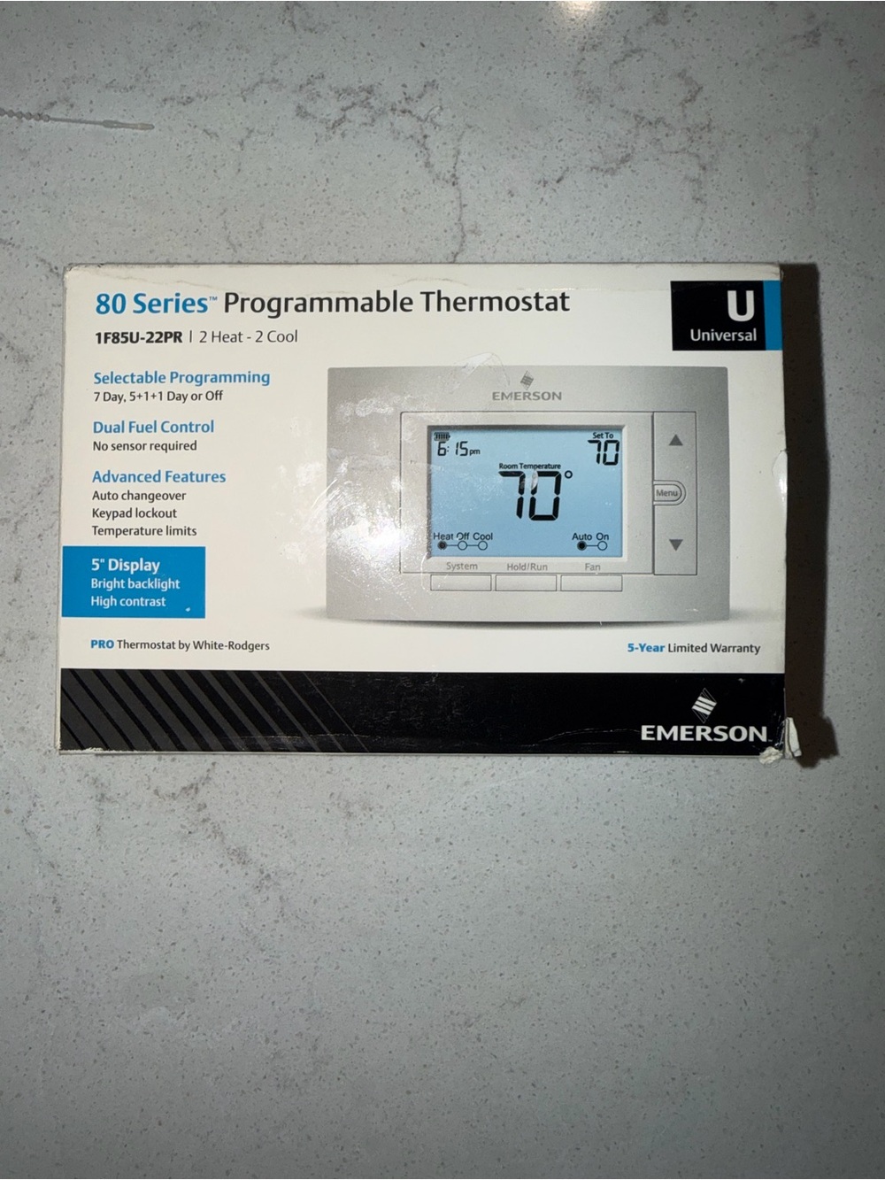 Emerson 80 Series Programmable Thermostat - White